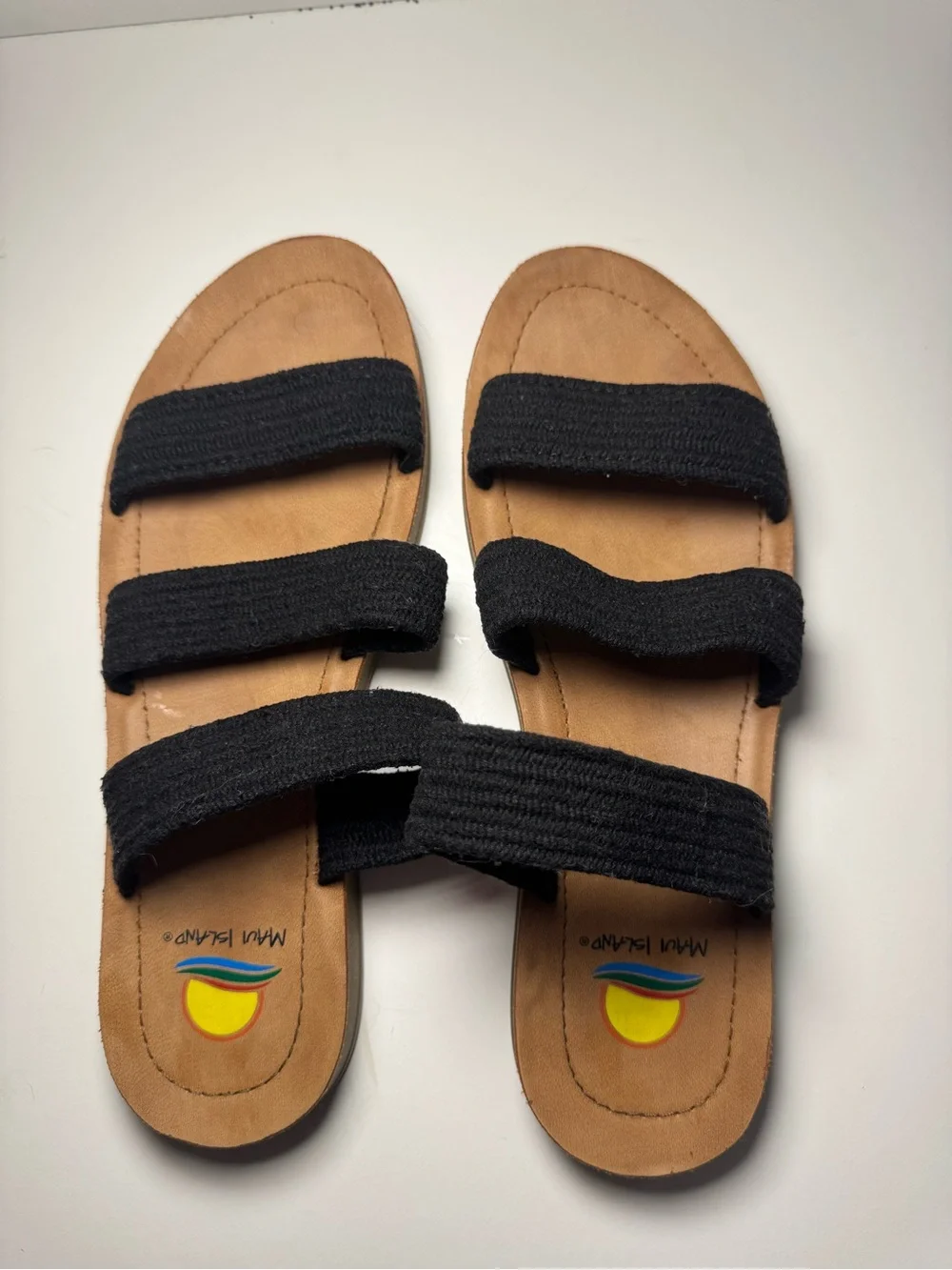 Black Triple-Strap Slide Sandals for Women